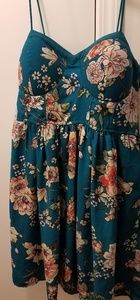 Thin strapped, blue floral dress